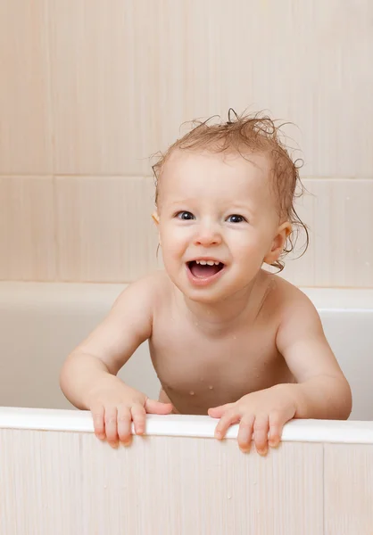 Baby in the bathroom — Stock Photo, Image