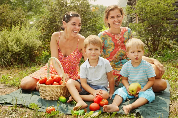 Kadınlarla çocukları piknikte