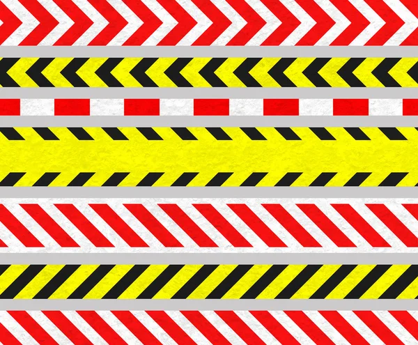 Set of Caution Tapes and Warning Signs, SEAMLESS Stripes — Stock Photo, Image