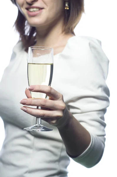 Kobieta z szampan szkło — Zdjęcie stockowe