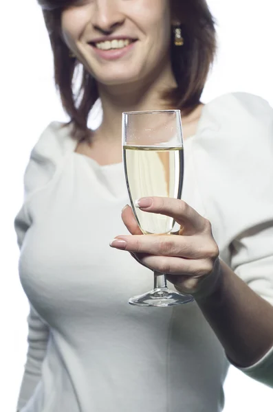 Kvinna med champagne glas — Stockfoto