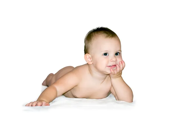白色的男孩婴儿无衣服 3. 免版税图库图片