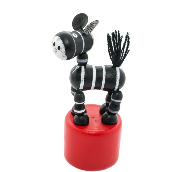 Zebra, um brinquedo o celular de madeira.2 — Fotografia de Stock