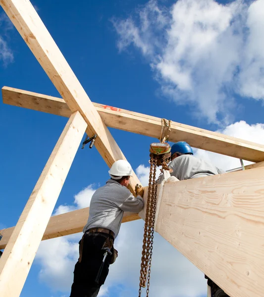 Auténticos trabajadores de la construcción — Foto de Stock