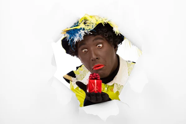 Zwarte piet sinterklaas (black pete) — Stock Photo, Image