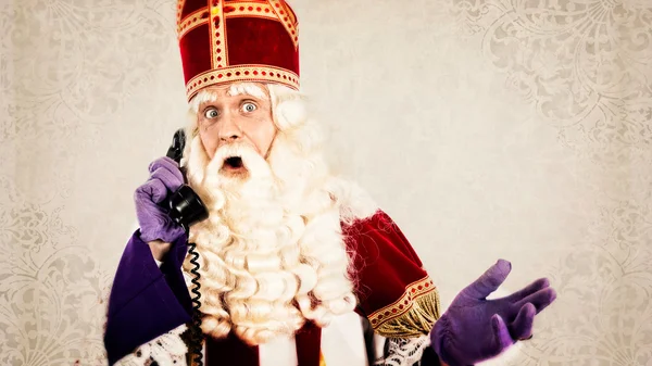 Sinterklaas com telefone — Fotografia de Stock