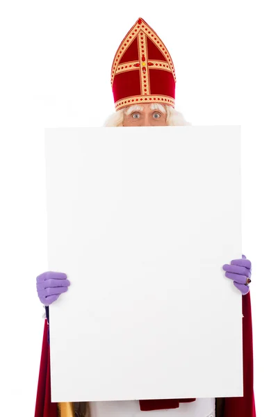Sinterklaas holding placard — Stock Photo, Image