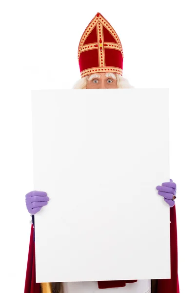 Sinterklaas sosteniendo pancarta —  Fotos de Stock