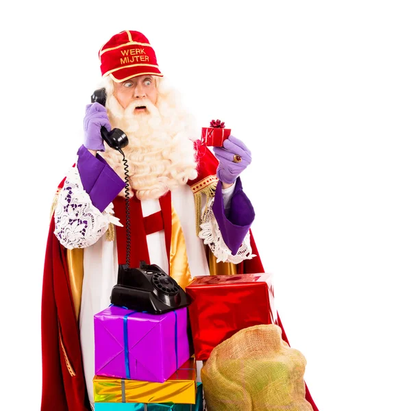 Sinterklaas com telefone — Fotografia de Stock