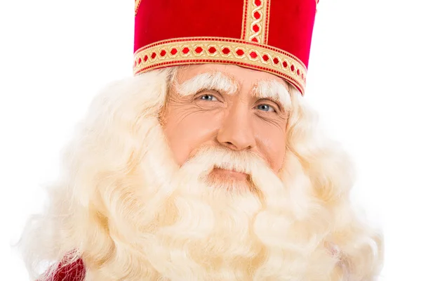 Primo piano di Sinterklaas su sfondo bianco — Foto Stock