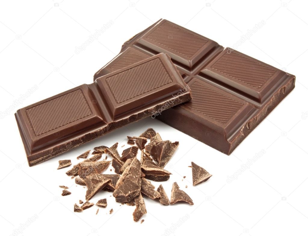 Chocolate bars on white background