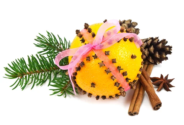 Cravinho de Natal e pomander laranja — Fotografia de Stock