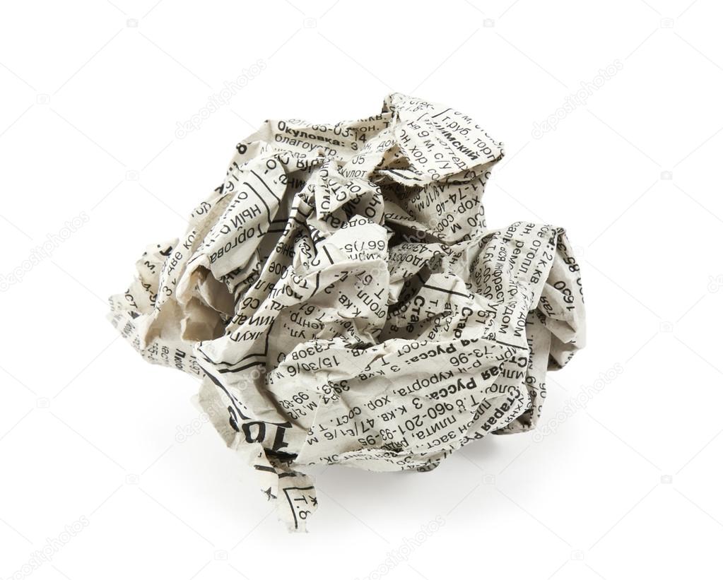 Crumpled newspaper