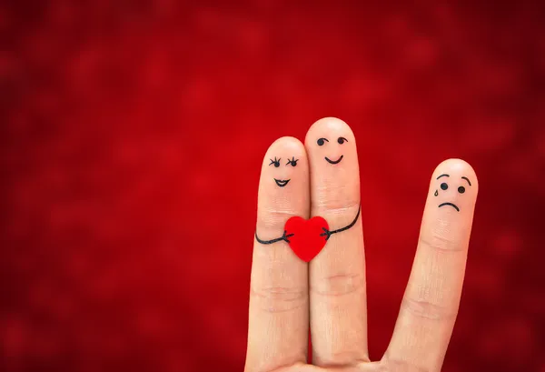 Casal feliz no amor e terceira roda — Fotografia de Stock