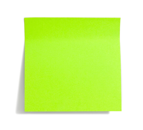 Green sticky note with shade on white