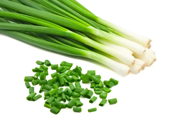 Chopped green onions on white — Stock Photo, Image