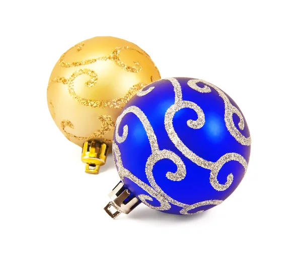 Gold and blue christmas balls — Stock Photo, Image