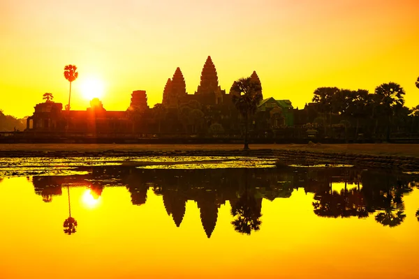 Angkor wat zonsopgang aan siem oogsten. Cambodja — Stockfoto