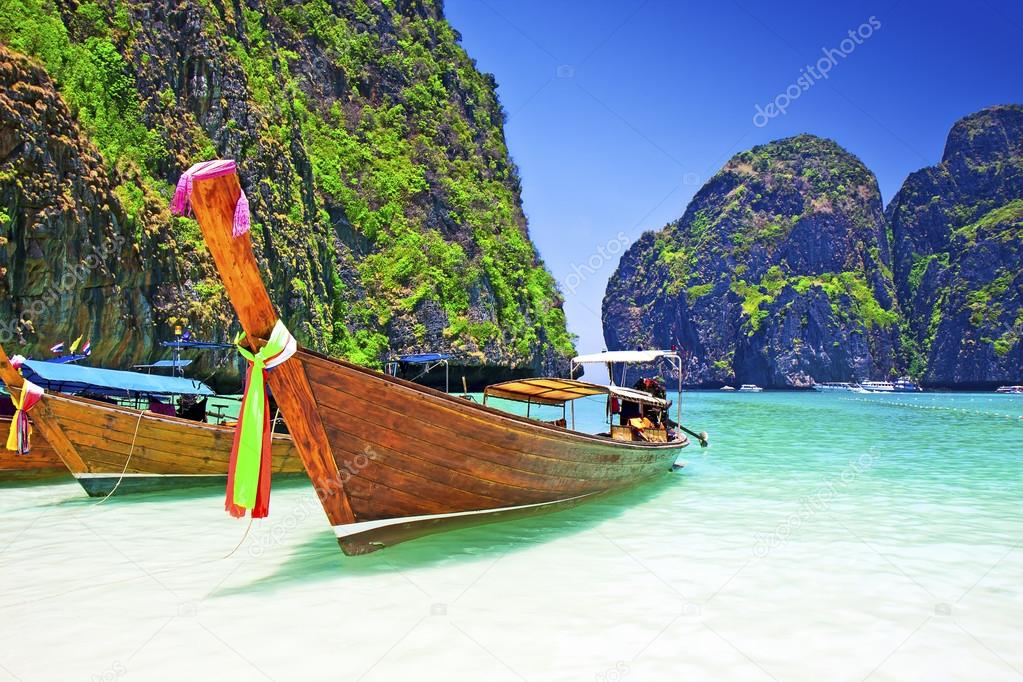 Traditional wooden boat at Phi Phi island