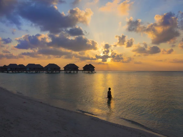 Water bungalows in het paradijs — Stockfoto