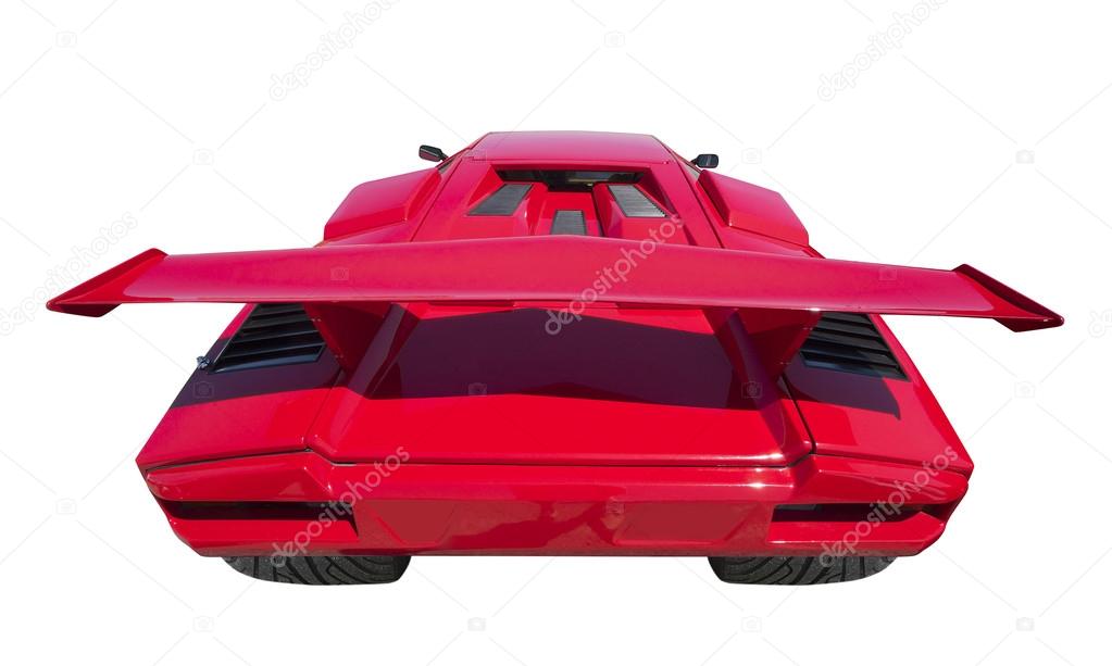 Rear end of sports car, isolated