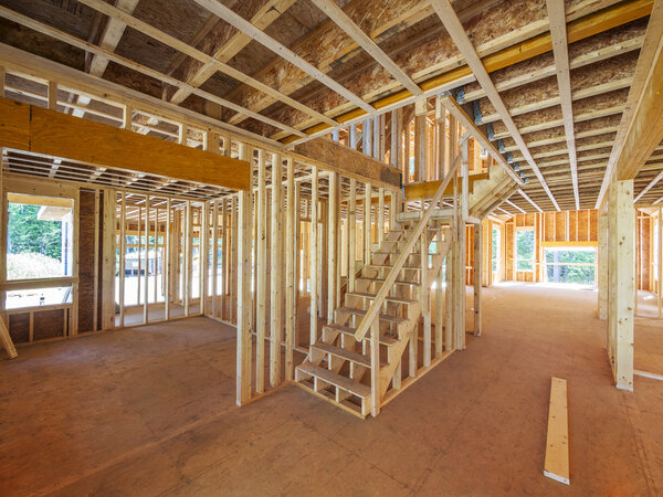 New house construction interior framing