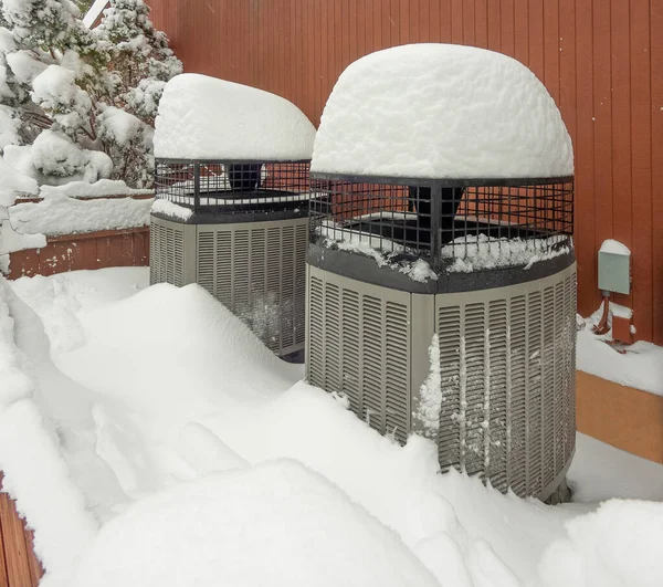 Bombas Calor Hvac Utilizadas Para Calentar Casa Durante Temporada Invierno — Foto de Stock