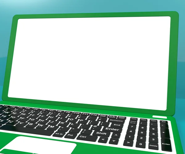 Groene computer op Bureau met witte copyspace — Stockfoto
