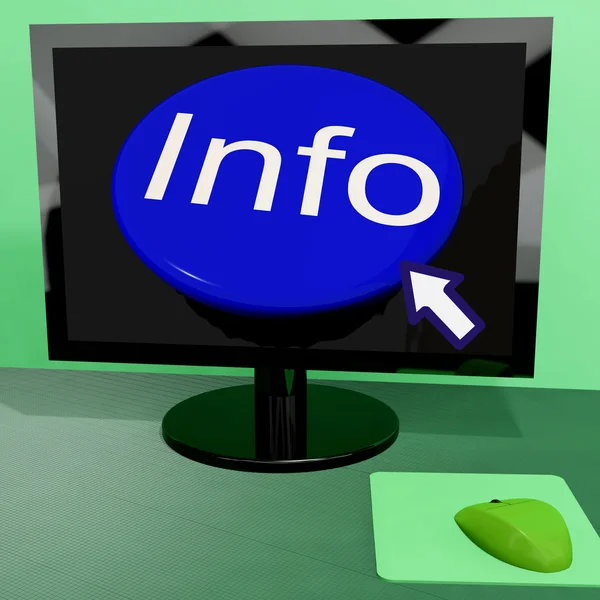 Info Button On Computer Shows Getting Information Online — Stock Photo, Image