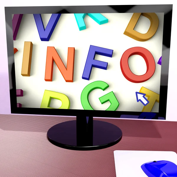 Info Button On Computer Showing Getting Information Online — Stock Photo, Image