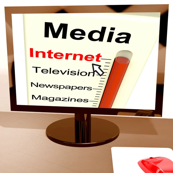 Internet media manometr pokazuje online marketing — Zdjęcie stockowe