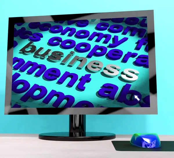 Geschäft am Computer zeigt Kommerz und Handel — Stockfoto