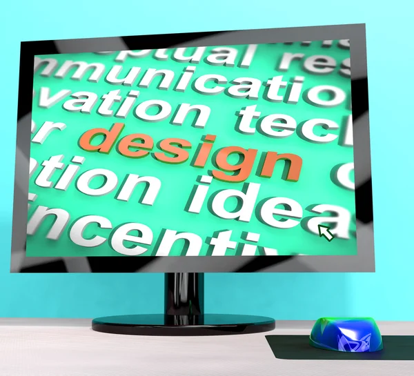 Design Word On Computer Shows Graphic Artwork — Stock Photo, Image