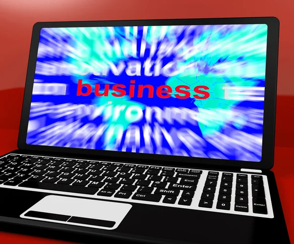 Palabra de negocios en la computadora que muestra comercio y comercio — Foto de Stock