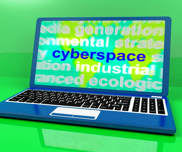 Definicje cyberprzestrzeni na laptopa pokazuje internet — Zdjęcie stockowe
