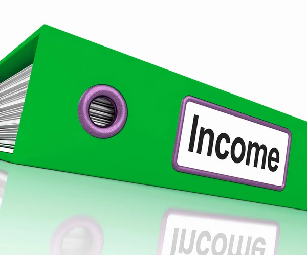 Fichier de revenu montrant des documents sur les gains et les revenus — Photo