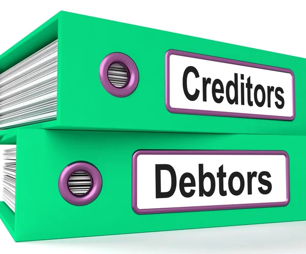 Credores arquivos devedores mostra empréstimo e contração de empréstimos — Fotografia de Stock