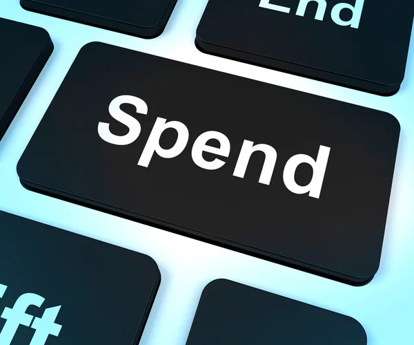 Spend Key Shows Spending And Finances — Stock Photo, Image