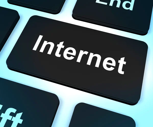 Internet Key Shows Conexão Online — Fotografia de Stock
