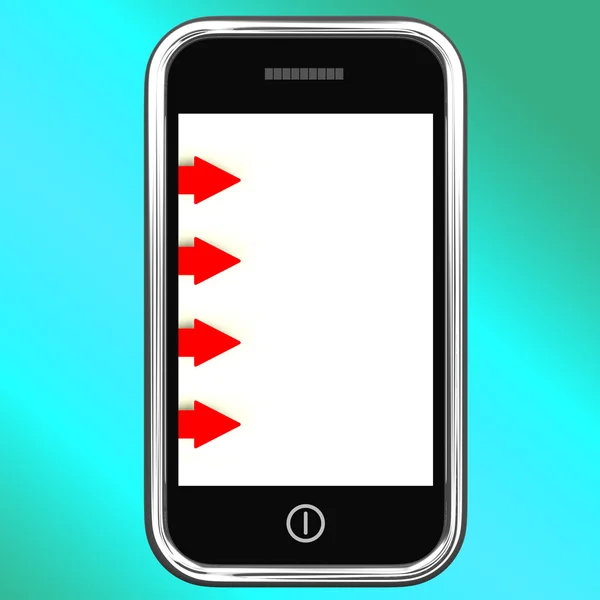 Fyra pil flikar på mobil visar listan eller anteckningar — Stockfoto