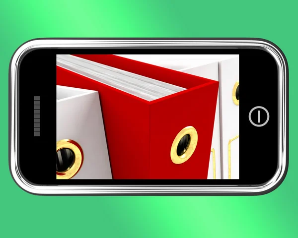Smartphone met rode bestand zodat gegevens ordenen — Stockfoto