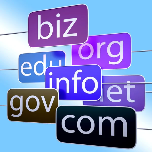 Blue Url Parole Mostra Org Biz Com Edu — Foto Stock