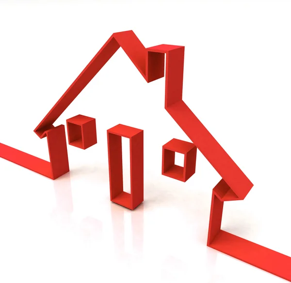 Czerwony dom symbol wskazuje nieruchomości lub wynajem — Zdjęcie stockowe