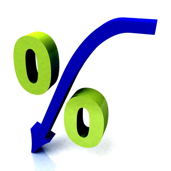 Green Percentage Symbol Shows Reduced Price — Stock Photo, Image