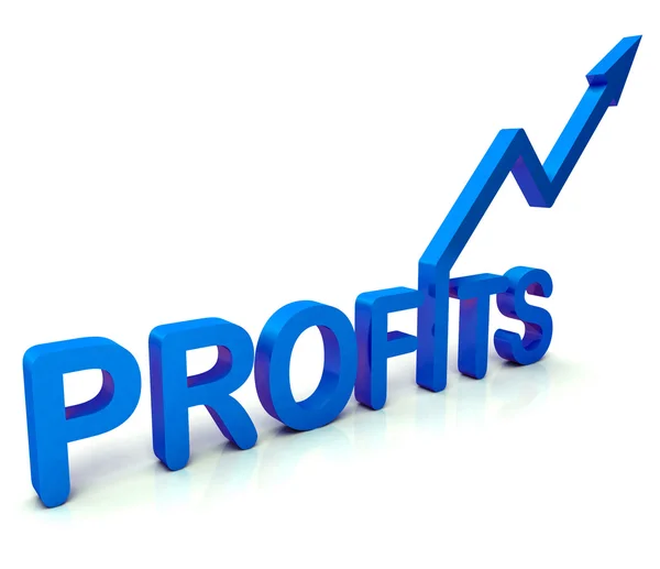 Blue Profit Word показывает заработанный доход — стоковое фото