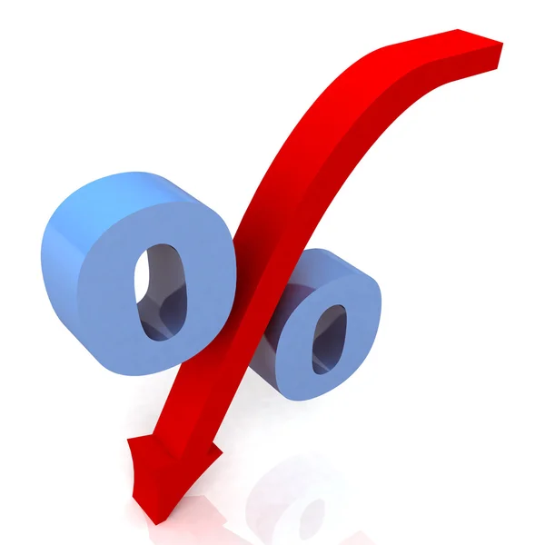 Blaues Prozentsymbol zeigt reduzierten Preis — Stockfoto