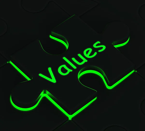 Values Puzzle Showing Moral Values — Stock Photo, Image