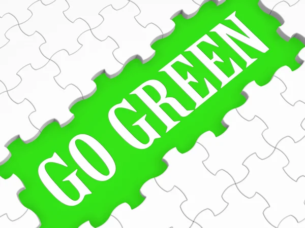 Ga groen puzzel toont eco vriendelijke activiteiten — Stockfoto