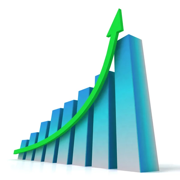 Blue Bar Chart Shows Increased Profit — Stock Photo, Image