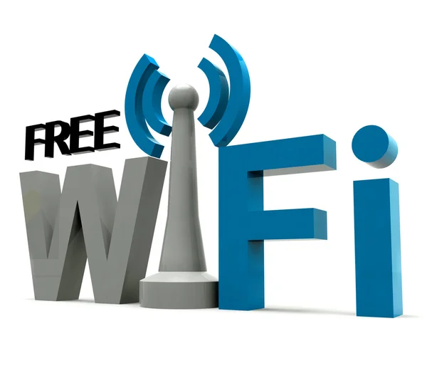 Boxed Free Wifi Internet Symbol Shows Coverage — Stock Photo, Image